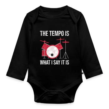 Drum Set Schlagzeug Tempo Rhythmus Humor Geschenk - Baby Bio-Langarm-Body - Schwarz - Vorne