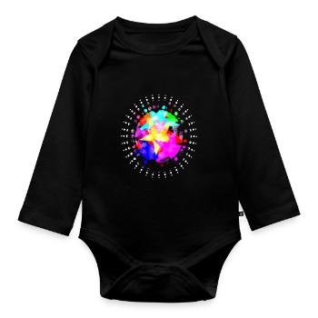 Colorful Stars -Colorful Stars - Organic Longsleeve Baby Bodysuit - black - Front