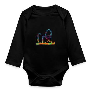 Roller coaster gift idea amusement parks showman - Organic Longsleeve Baby Bodysuit - black - Front