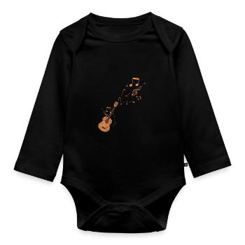 Gitarre Geschenkidee Gitarrist Gitarrenspieler - Baby Bio-Langarm-Body - Schwarz - Vorne