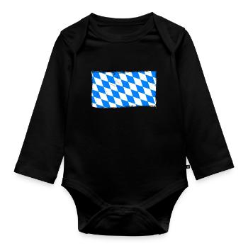 Bayern Flag Used Look Bavarian Flag Vintage - Organic Longsleeve Baby Bodysuit - black - Front