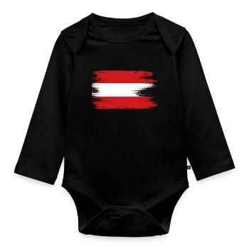 Autriche Drapeau autrichien - Body Bébé bio manches longues - noir - Devant