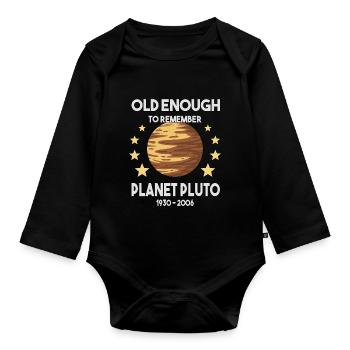 Pluto Vintage Planet Pluto Day Space Galaxy - Organic Longsleeve Baby Bodysuit - black - Front