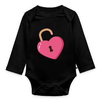Heart - Organic Longsleeve Baby Bodysuit - black - Front
