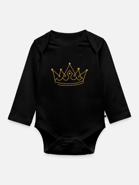 Emoji Krone Kronen Skizze gold - Baby Bio-Langarm-Body - Schwarz