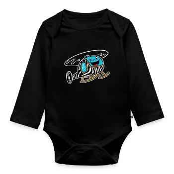Funny Safari Helicopter - Organic Longsleeve Baby Bodysuit - black - Front