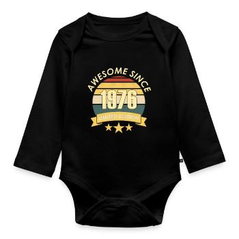 Vintage Awesome since 1976 Birthday Retro seashe - Organic Longsleeve Baby Bodysuit - black - Front