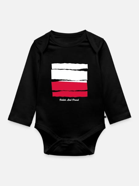 Pole und Stolz Polen - Baby Bio-Langarm-Body - Schwarz
