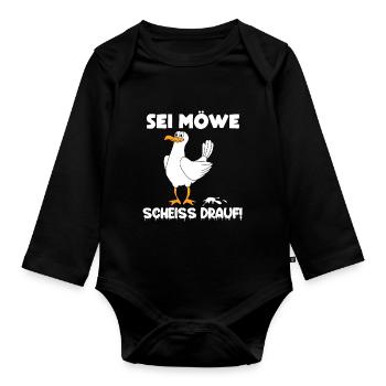 Möwe - Baby Bio-Langarm-Body - Schwarz - Vorne