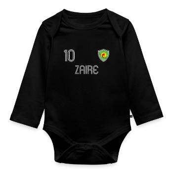 Zaire Fußball Mannschaft - Baby Bio-Langarm-Body - Schwarz - Vorne