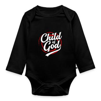 Kind Gottes - Christliche Kleidung - Baby Bio-Langarm-Body - Schwarz - Vorne
