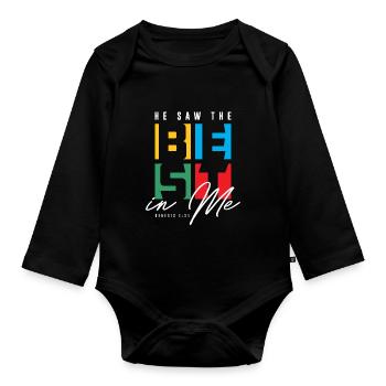Er sah das Beste in mir - Christian Clothing - Baby Bio-Langarm-Body - Schwarz - Vorne