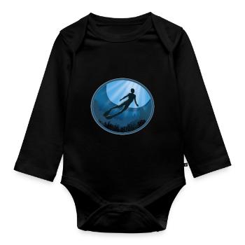 Freedive Der Ozean ruft Free Diver - Baby Bio-Langarm-Body - Schwarz - Vorne