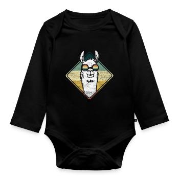 Lama Llama Alpaga - Body Bébé bio manches longues - noir - Devant