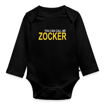 Call me Zocker - Baby Bio-Langarm-Body - Schwarz - Vorne
