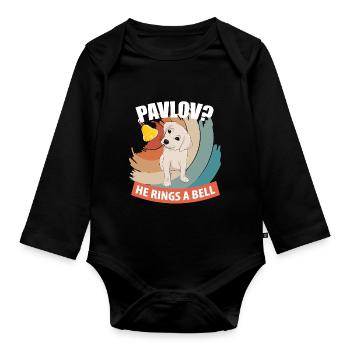 Pavlov - He Rings A Bell - Funny Psychology - Organic Longsleeve Baby Bodysuit - black - Front