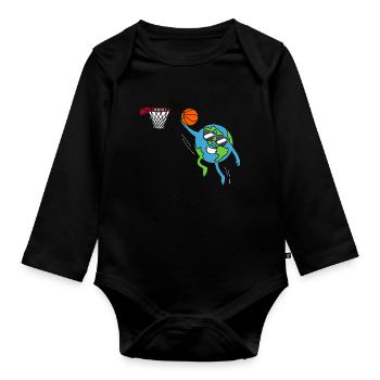 Erde spielt Basketball Tag der Erde - Baby Bio-Langarm-Body - Schwarz - Vorne
