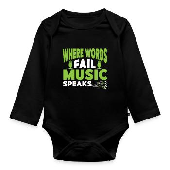 Musician Music Rhythm Clef - Organic Longsleeve Baby Bodysuit - black - Front