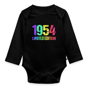 1954 Limited Edition Jahrgang 54er Retro Jahrgang - Baby Bio-Langarm-Body - Schwarz - Vorne