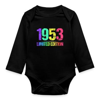 1953 Limited Edition Jahrgang 53er Retro Jahrgang - Baby Bio-Langarm-Body - Schwarz - Vorne
