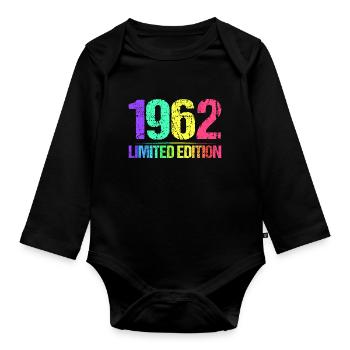 1962 Limited Edition Jahrgang 62er Retro Jahrgang - Baby Bio-Langarm-Body - Schwarz - Vorne