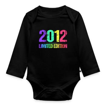 2012 Limited Edition Jahrgang 12er Retro Jahrgang - Baby Bio-Langarm-Body - Schwarz - Vorne