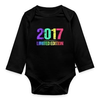 2017 Limited Edition Jahrgang 17er Retro Jahrgang - Baby Bio-Langarm-Body - Schwarz - Vorne