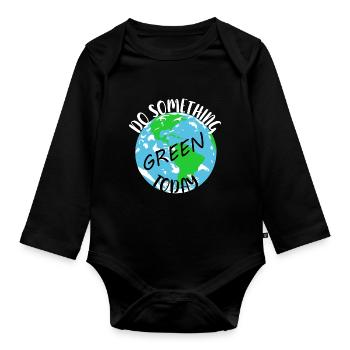 Naturschutz Klima Naturschützer Meer - Baby Bio-Langarm-Body - Schwarz - Vorne