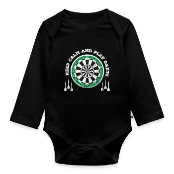 Dart Darts Dartboard Dartboard Throw Arrow - Organic Longsleeve Baby Bodysuit - black - Front