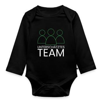 unterschätztes Team - Baby Bio-Langarm-Body - Schwarz - Vorne
