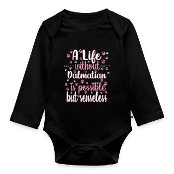 Hund Leben Liebe Hunderasse Dalmatiner - Baby Bio-Langarm-Body - Schwarz - Vorne