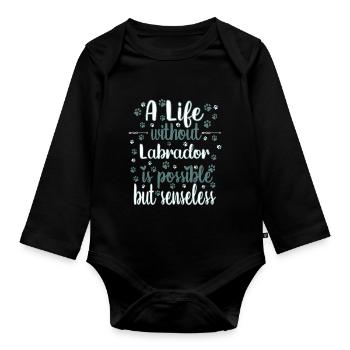 Hund Leben Liebe Hunderasse Labrador - Baby Bio-Langarm-Body - Schwarz - Vorne