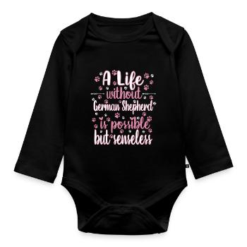 Hund Leben Liebe Hunderasse Schäferhund - Baby Bio-Langarm-Body - Schwarz - Vorne