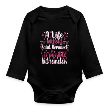 Leben Liebe Hunderasse Saint Bernard Hund - Baby Bio-Langarm-Body - Schwarz - Vorne