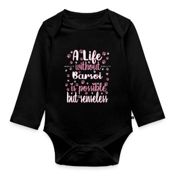 Leben Liebe Hunderasse Barsoi Hund - Baby Bio-Langarm-Body - Schwarz - Vorne