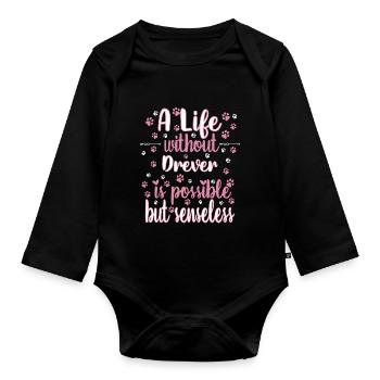 Hund Leben Liebe Hunderasse Drever - Baby Bio-Langarm-Body - Schwarz - Vorne
