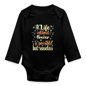 Hund Leben Liebe Hunderasse Drever - Baby Bio-Langarm-Body - Schwarz - Vorne