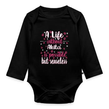 Hund Leben Liebe Hunderasse Akita - Baby Bio-Langarm-Body - Schwarz - Vorne