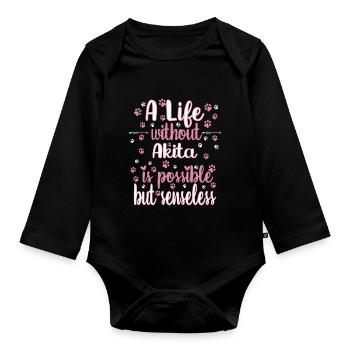 Hund Leben Liebe Hunderasse Akita - Baby Bio-Langarm-Body - Schwarz - Vorne