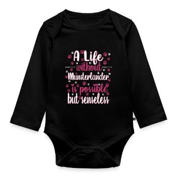 Hund Leben Liebe Hunderasse Münsterländer - Baby Bio-Langarm-Body - Schwarz - Vorne