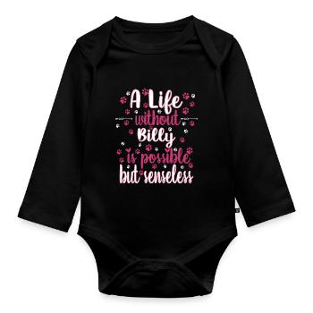 Hund Leben Liebe Hunderasse Billy - Baby Bio-Langarm-Body - Schwarz - Vorne