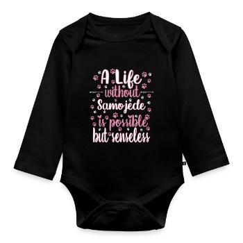 Hund Leben Liebe Hunderasse Samojede - Baby Bio-Langarm-Body - Schwarz - Vorne