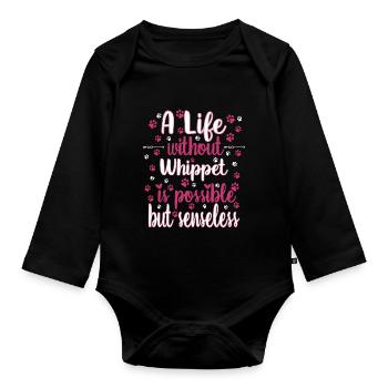 Hund Leben Liebe Hunderasse Whippet - Baby Bio-Langarm-Body - Schwarz - Vorne