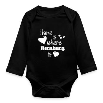 Zuhause in Bernburg - Home is where Bernburg is - Baby Bio-Langarm-Body - Schwarz - Vorne