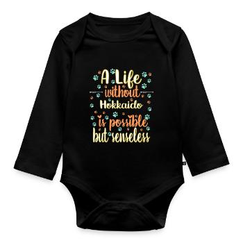 Hund Leben Liebe Hunderasse Hokkaido - Baby Bio-Langarm-Body - Schwarz - Vorne