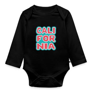 Californie, grand logo vintage rétro 3 couleurs - Body Bébé bio manches longues - noir - Devant