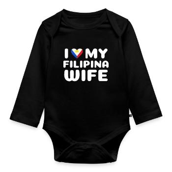 Filipina Wife Filipino Design für stolze Pinoys - Baby Bio-Langarm-Body - Schwarz - Vorne
