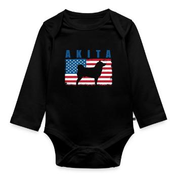 Akita - Baby Bio-Langarm-Body - Schwarz - Vorne