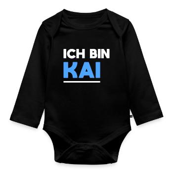Kai Name Spruch für stolze Kais - Baby Bio-Langarm-Body - Schwarz - Vorne