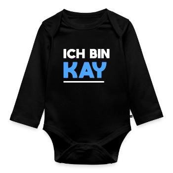 Kay Name Spruch für stolze Kays - Baby Bio-Langarm-Body - Schwarz - Vorne